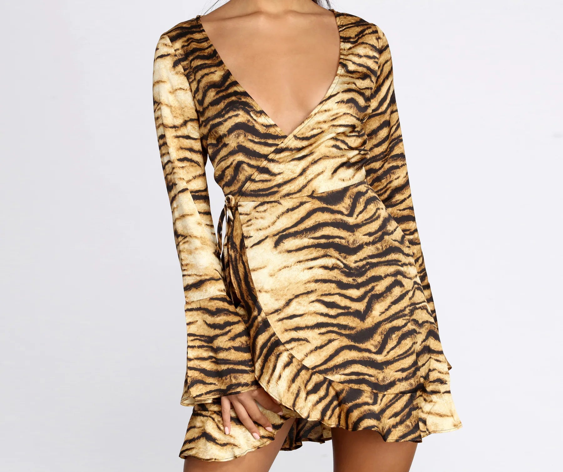 Fierce And Fiesty Wrap Mini Dress