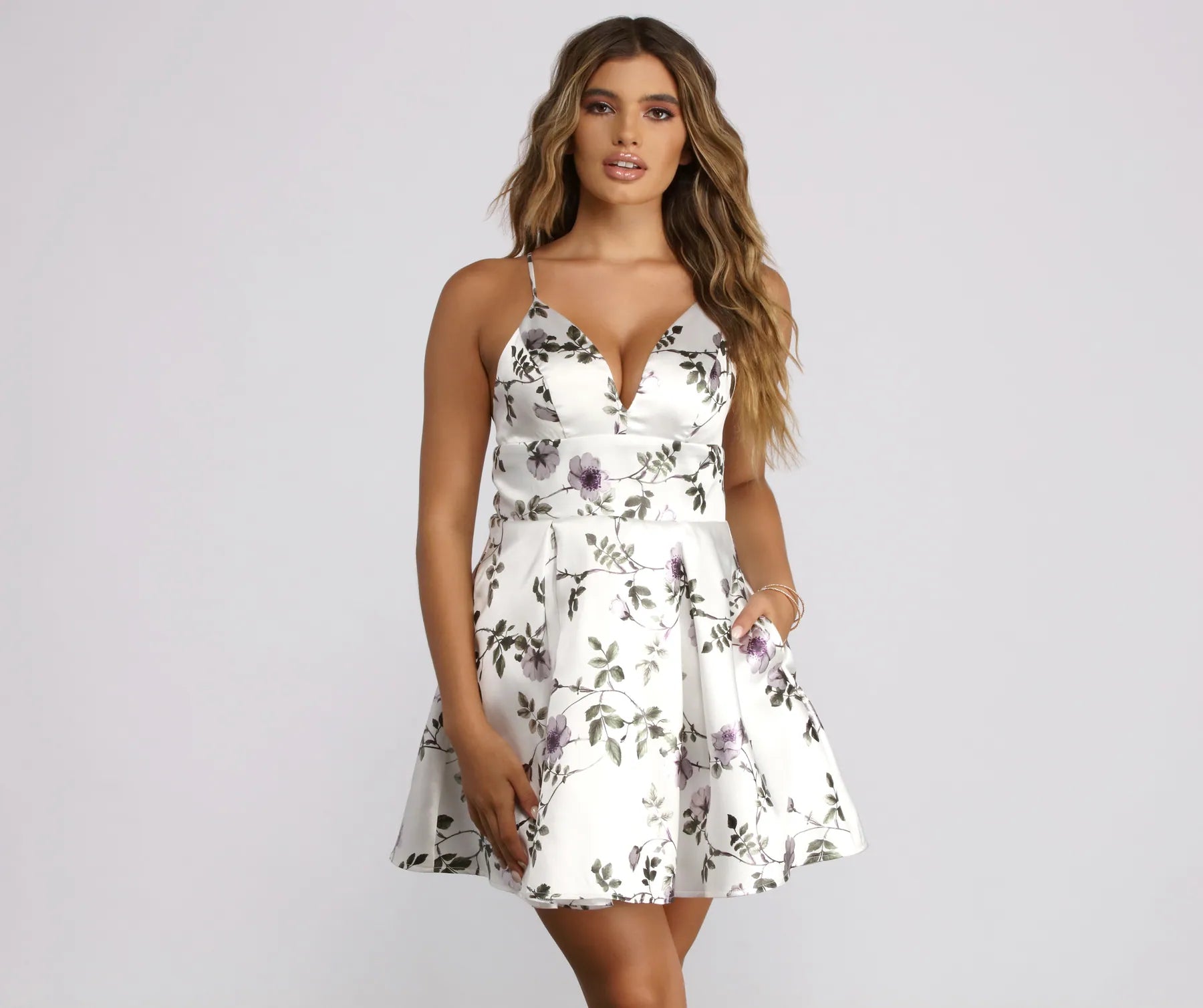 Molly Formal Foiled Floral Satin Party Dress