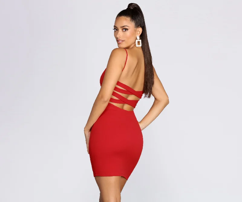 Sassy Straps Crepe Mini Dress