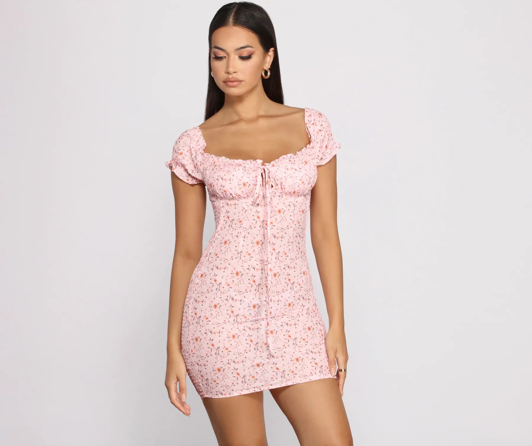 Sweet Florals Smocked Mini Dress