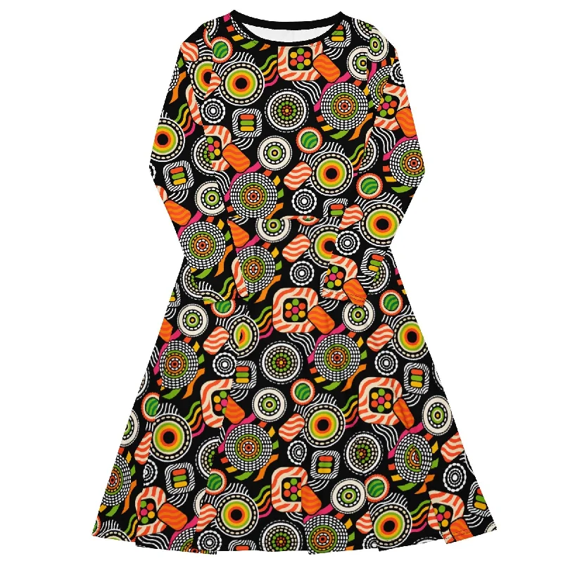 SUSHIPOPS - Midi dress with long sleeves and pockets