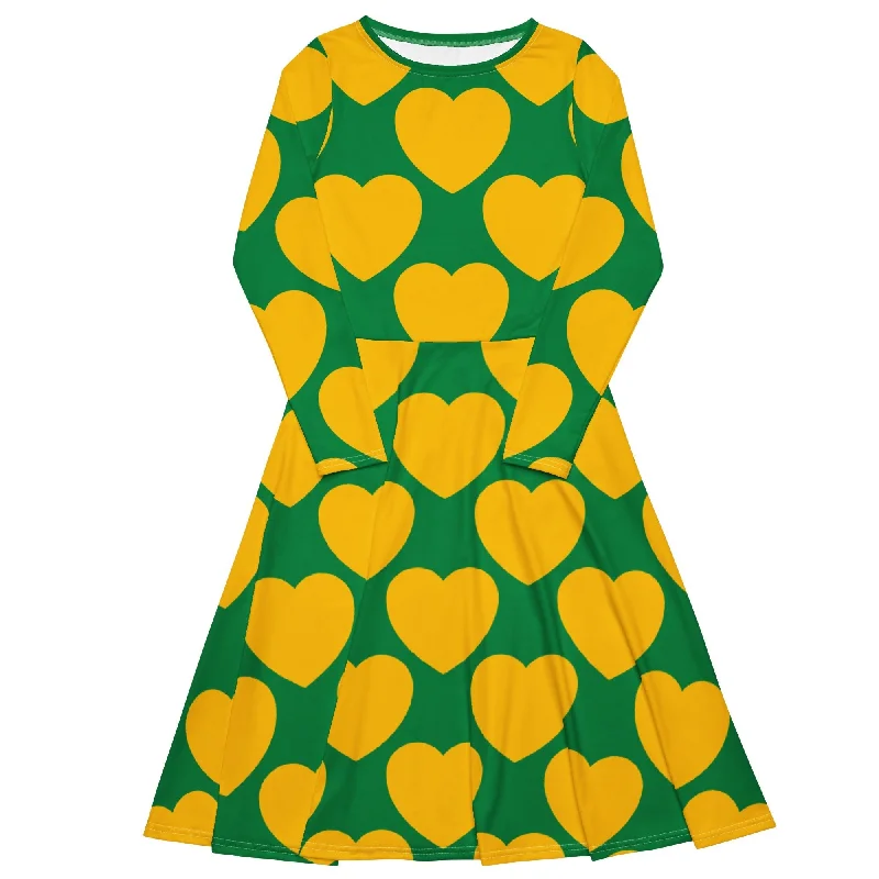 ELLIE LOVE yellow green - Midi dress with long sleeves and pockets