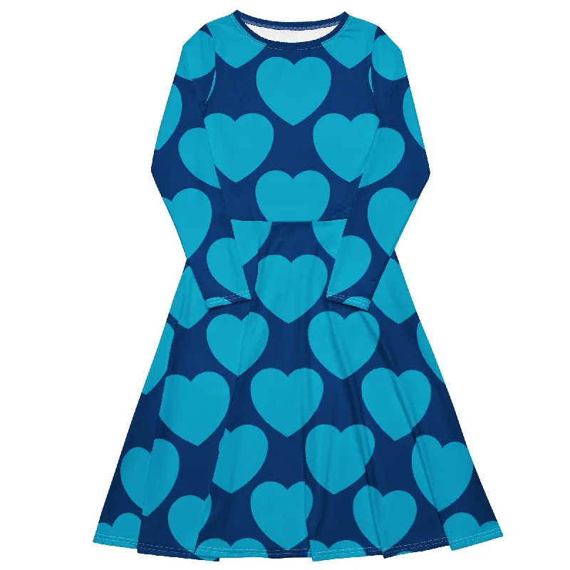 ELLIE LOVE blues - Midi dress with long sleeves and pockets