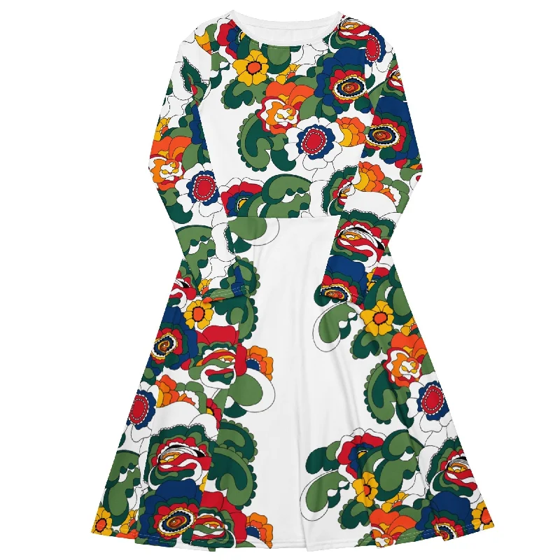 GROOVY KURBITS white - Midi dress with long sleeves and pockets