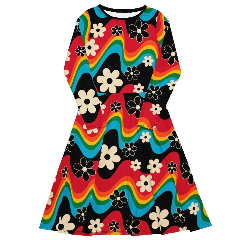 FLORA RAVE - Midi dress with long sleeves and pockets