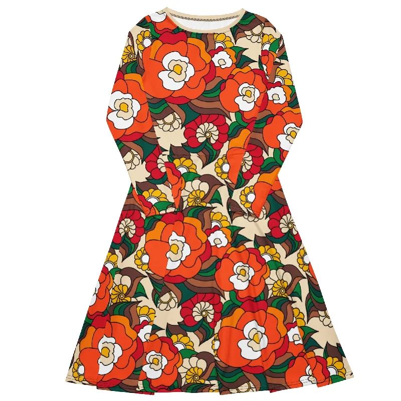 BELLADRAMA retro - Midi dress with long sleeves and pockets