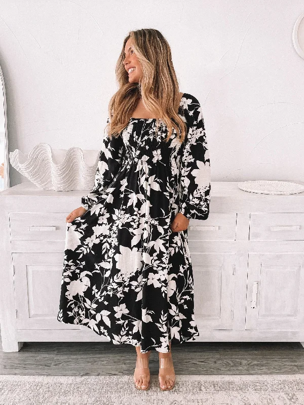 Corena Dress - Black Print