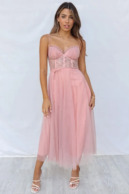 Ellen Tulle Midi Dress - Blush Pink