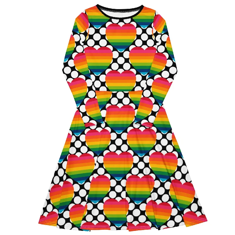 ELLIE LOVE DOT rainbow - Midi dress with long sleeves and pockets