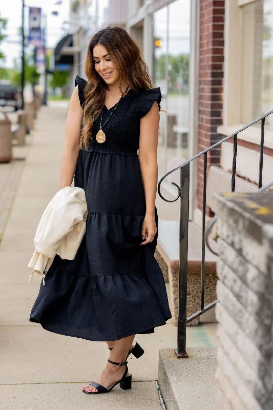 Smocked Top Tiered Midi Dress