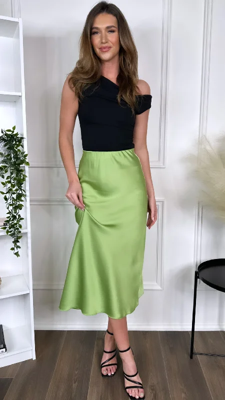 Yaella Light Green Midi Skirt