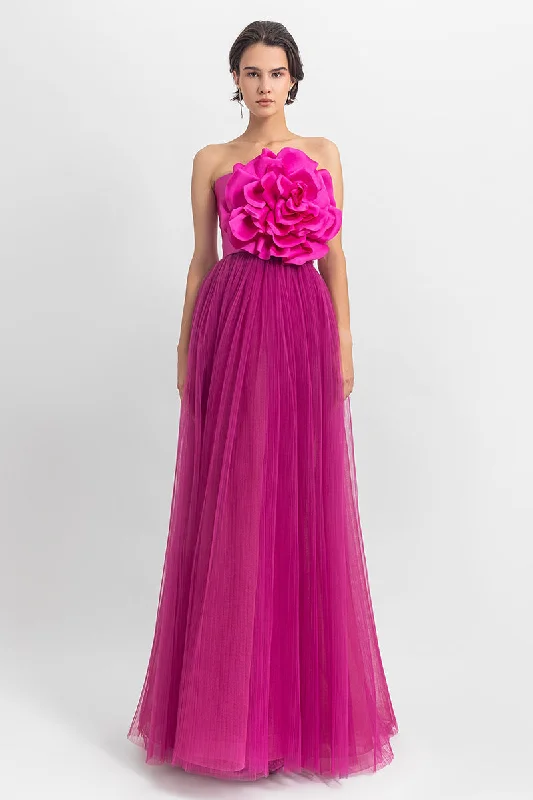 Adrianna 3D Flower Strapless Evening Dress