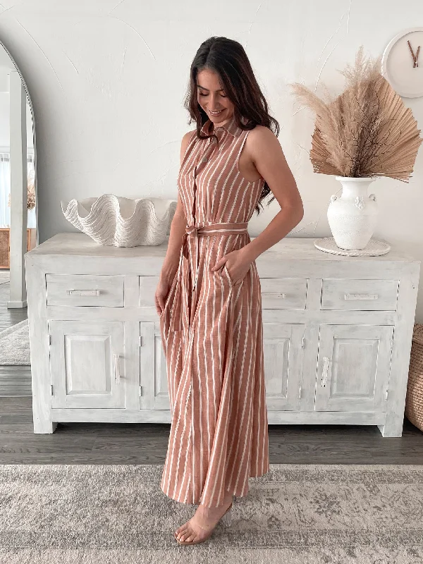 Aralette Dress - Rust Stripe