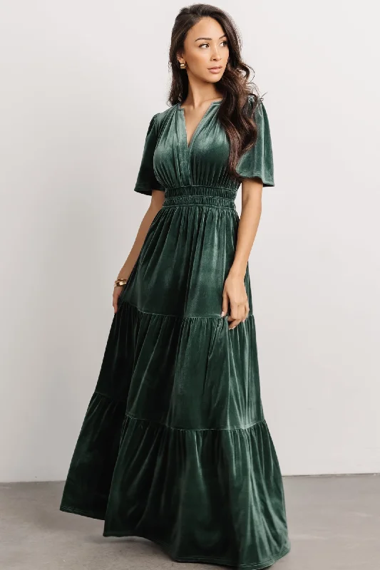 Artemis Velvet Maxi Dress | Deep Lagoon