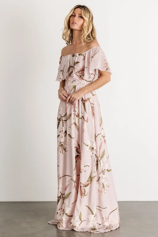 Daphne Off Shoulder Maxi Dress | Mauve Floral