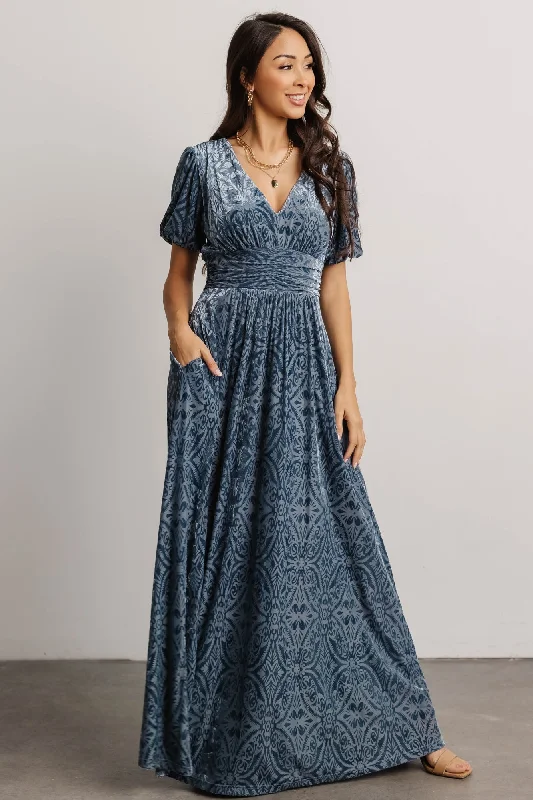 Leslie Velvet Maxi Dress | Blue