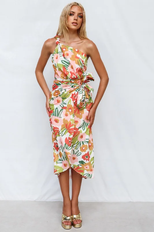 Mawson Midi Dress - Orange/Multi Print