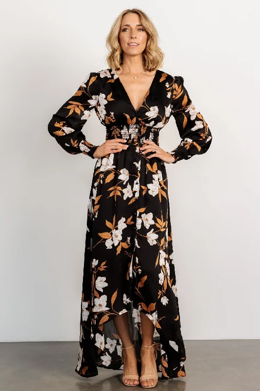 Mayfair High Low Maxi Dress | Black Floral