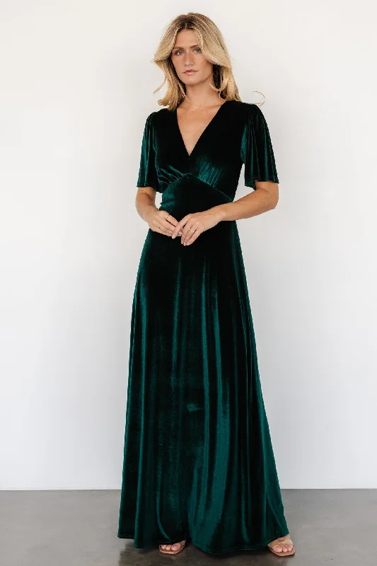 Vivian Velvet Maxi Dress | Emerald