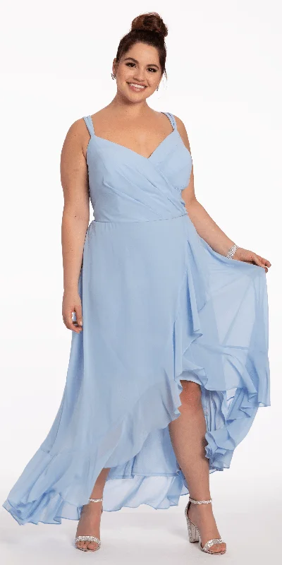 Tiered Chiffon Double Strap High Low Dress